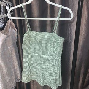 Olive Green Houndstooth Romper